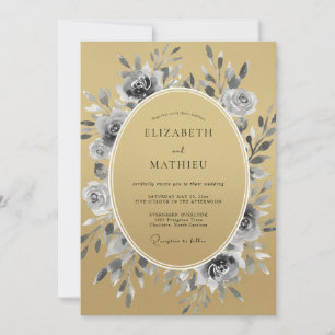 Gold Lustrous Botanical Wedding Invitation
