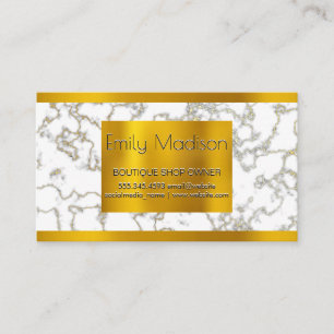 Gold Lux Metal Trim White Marble Gold Texture Business Card