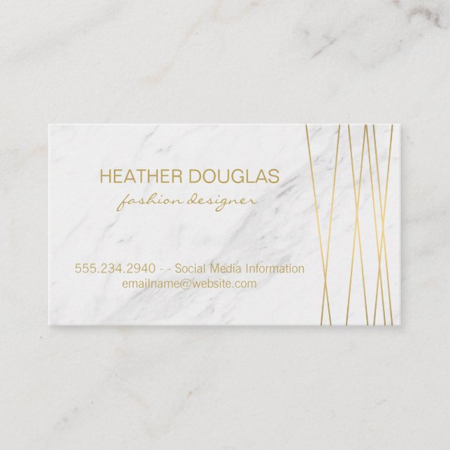 Gold Lux Modern with Marble Business Card (Front)