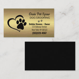 Gold Lux Paw Print Dog Pet Grooming Service Busine Business Card
