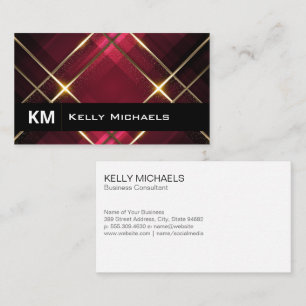Gold Lux Trim   Red Stripes Business Card
