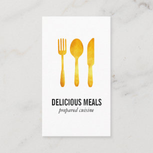 Gold Luxe Food Utensils Business Card