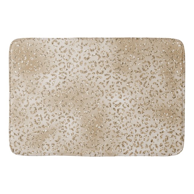 Gold Luxe Glitter Leopard Print         Bath Mat (Front)