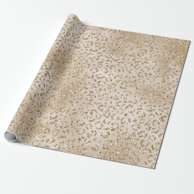 Gold Luxe Glitter Leopard Print   Wrapping Paper (Unrolled)