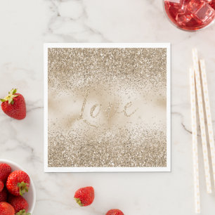 Gold Luxe Glitter Love  Napkin