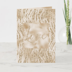Gold Luxe Glitter Zebra Print Love Card