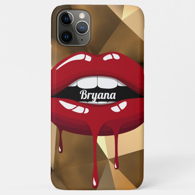 Gold Luxury Beauty Red Drip Dripping Lips Case-Mate iPhone Case (Back)