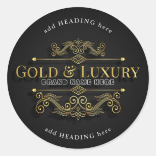 Gold & Luxury Brand Name Round Sticker