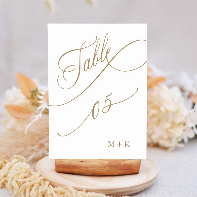 Gold Luxury Calligraphy Wedding Number 5, Table Number (Creator Uploaded)