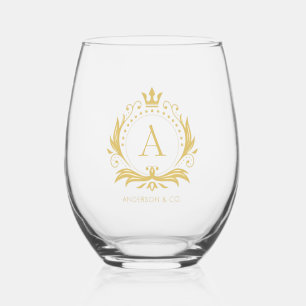 Gold Luxury Crown Stemless Wine Glass