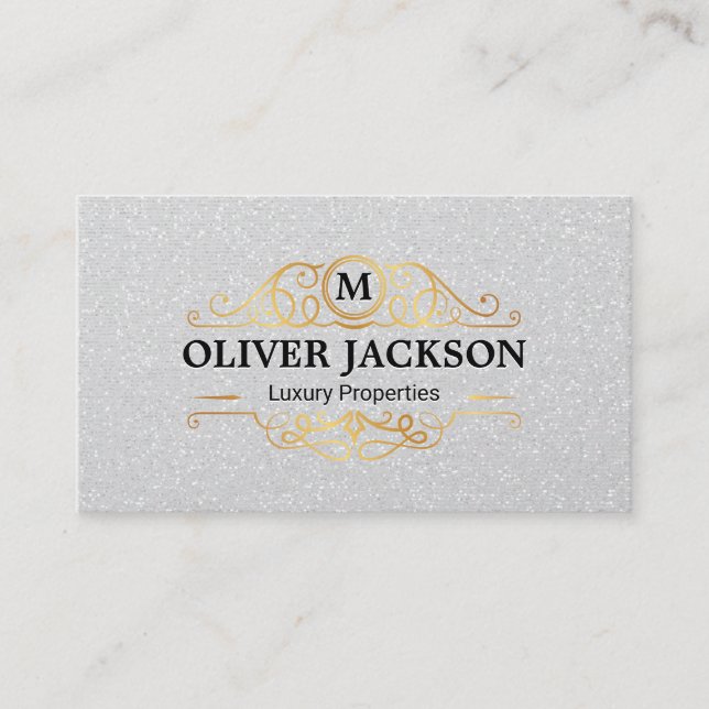 Gold Luxury Elements | Shimmer Sequin Background Business Card (Front)
