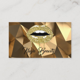 Gold Luxury Glam Glitter Drip Dripping Lips Makeup Business Card