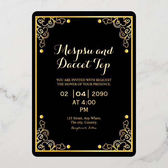Gold Luxury Invitation Card Gold Foil Design (Front)