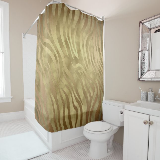 Gold Luxury Luxurious Zebra Jungle Safari Glam Shower Curtain (In Situ)