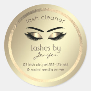 Gold luxury makeup eye lash extension lash cleaner classic round sticker