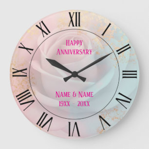 Gold Luxury Modern Blush Pink Soft Mint Collection Large Clock