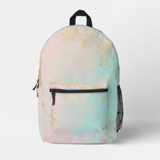 Gold Luxury Modern Blush Pink Soft Mint Collection Printed Backpack