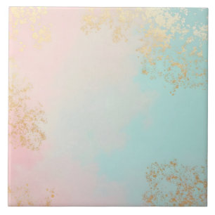 Gold Luxury Modern Blush Pink Soft Mint Collection Tile