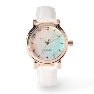 Gold Luxury Modern Blush Pink Soft Mint Collection Watch