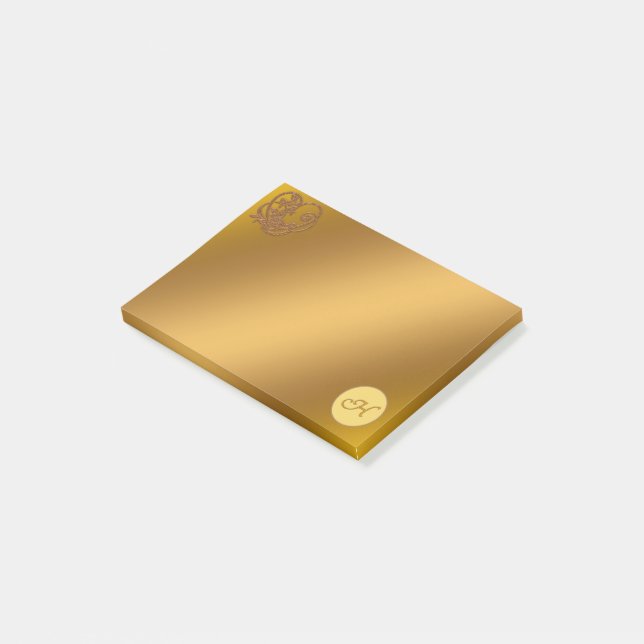 Gold Luxury Monogram H Post-it Notes (Angled)