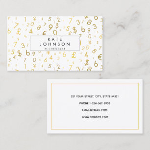 Gold Luxury Number & Currency Symbols Accountant Business Card