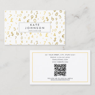 Gold Luxury Number & Currency Symbols Influencer Business Card