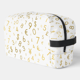 Gold Luxury Numbers & Currency Symbols Pattern Dopp Kit
