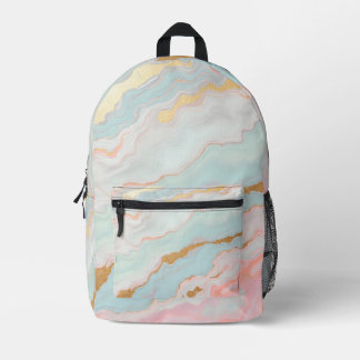 Gold Luxury Popular Blush Pink Mint Collection Printed Backpack