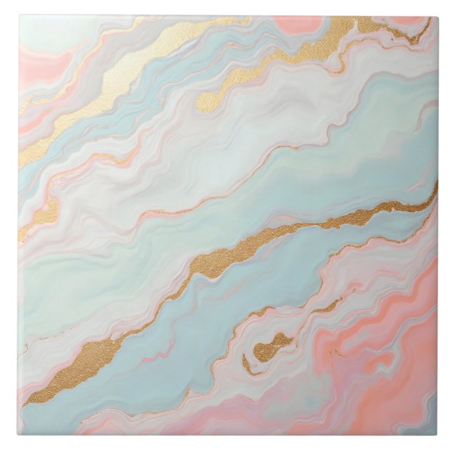 Gold Luxury Popular Blush Pink Mint Collection Tile (Front)