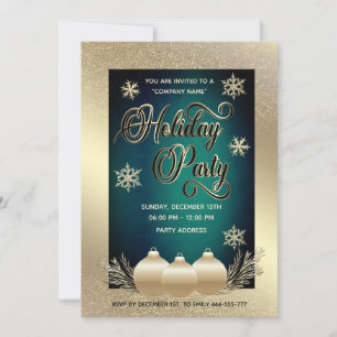 Gold luxury snowflakes corporate Christmas party Invitation