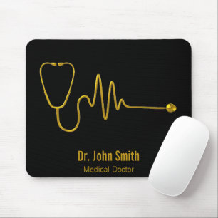 Gold Luxury Stethoscope ECG Wave EKG Line Medical Mouse Mat