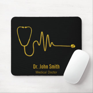 Gold Luxury Stethoscope ECG Wave EKG Line Medical Mouse Mat