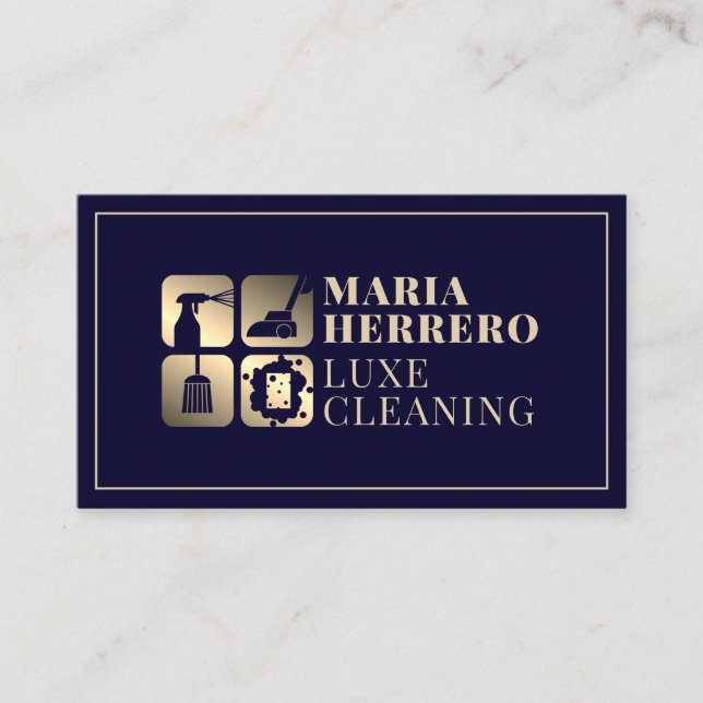 Gold luxury style cleaning  business card (Front)
