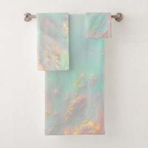 Gold Luxury Trendy Blush Pink Soft Mint Collection Bath Towel Set