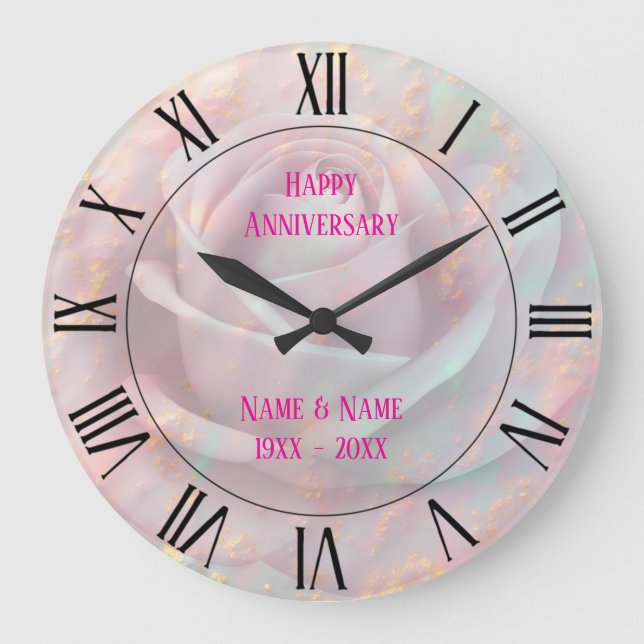 Gold Luxury Trendy Blush Pink Soft Mint Collection Large Clock (Front)