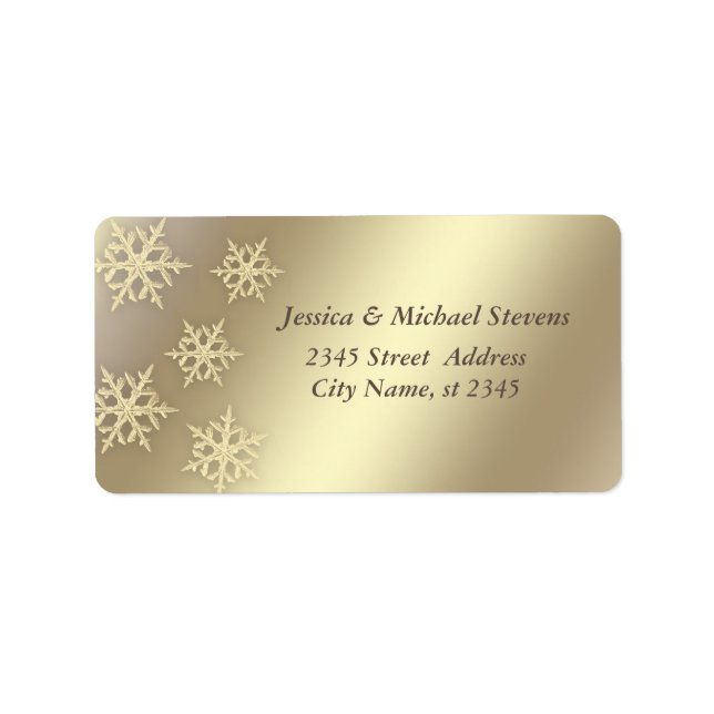 Gold luxury trendy holiday Christmas snowflake Label (Front)