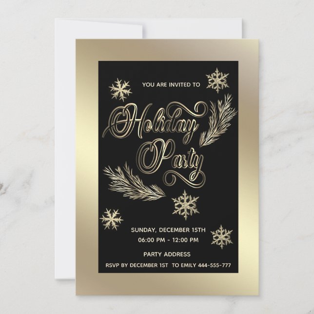 Gold luxury  typography corporate Holiday party  Invitation (Front)