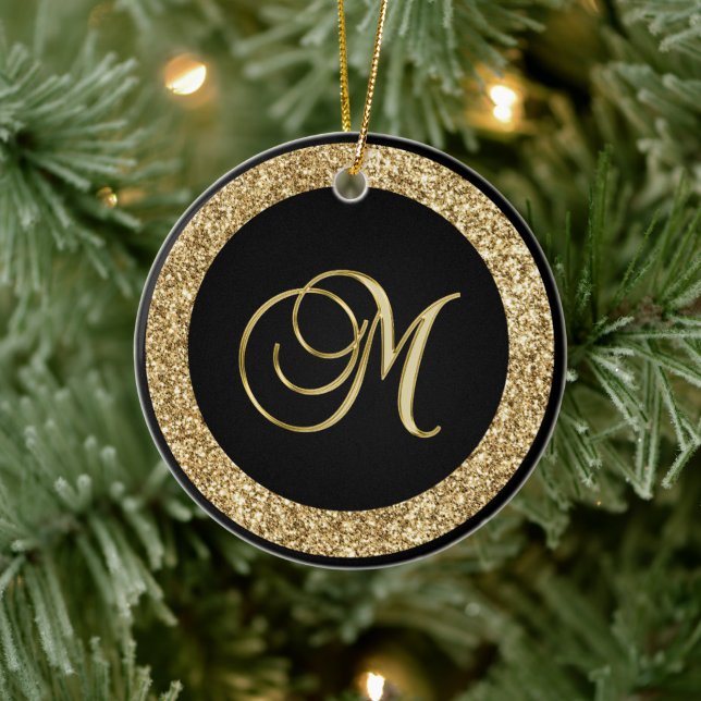 Gold M Monogram Ceramic Tree Decoration (Tree)