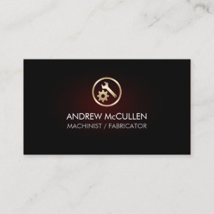 Gold Machinist Wrench Gear Icon Business Card