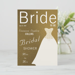 Gold Magazine Cover Bridal Shower Invitation
