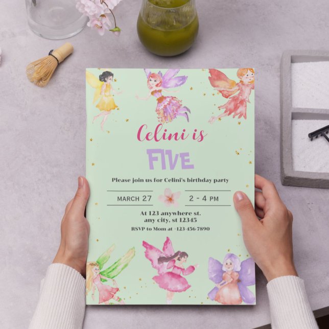 Gold Magical Fairy Birthday Invitation (Gold Magical Fairy Birthday Invitation)