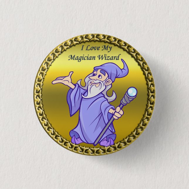 Gold Magical magician sorceress purple wizard 3 Cm Round Badge (Front)