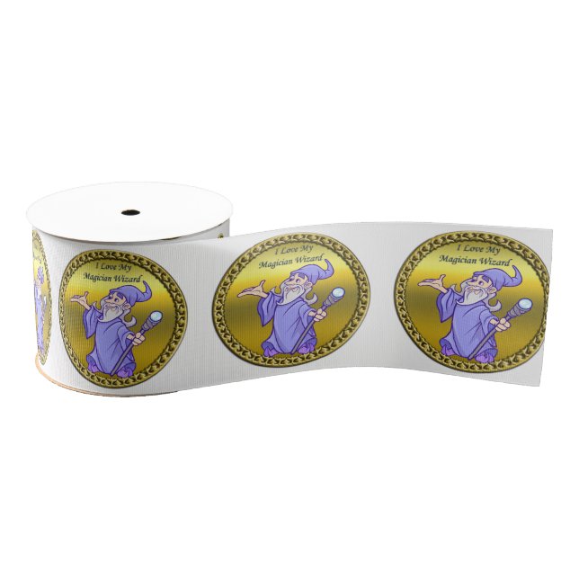 Gold Magical magician sorceress purple wizard Grosgrain Ribbon (Spool)