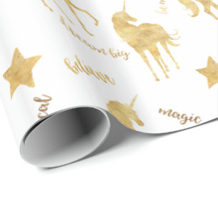 Gold Magical Unicorn Wrapping Paper