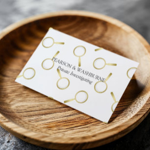 Gold Magnifying Glass Pattern Private Investigator Business Card