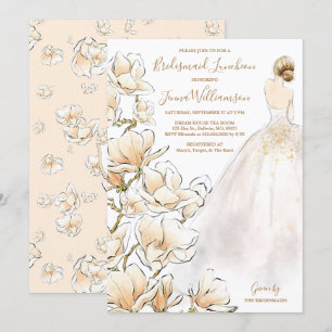 Gold Magnolia Bridesmaid Luncheon Invitation