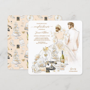 Gold Magnolia Couples Bridal Shower Invitation