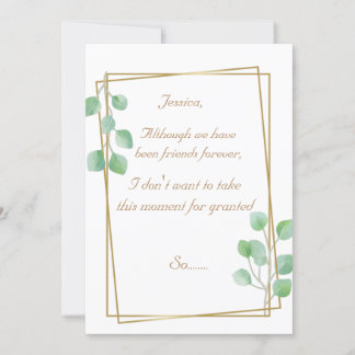 Gold Maid of Honour or Bridesmaid Proposal Card