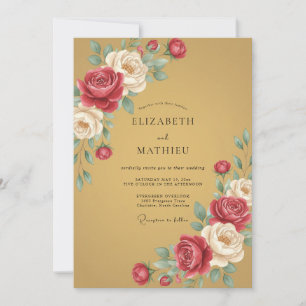 Gold Majestic Botanical Wedding Invitation