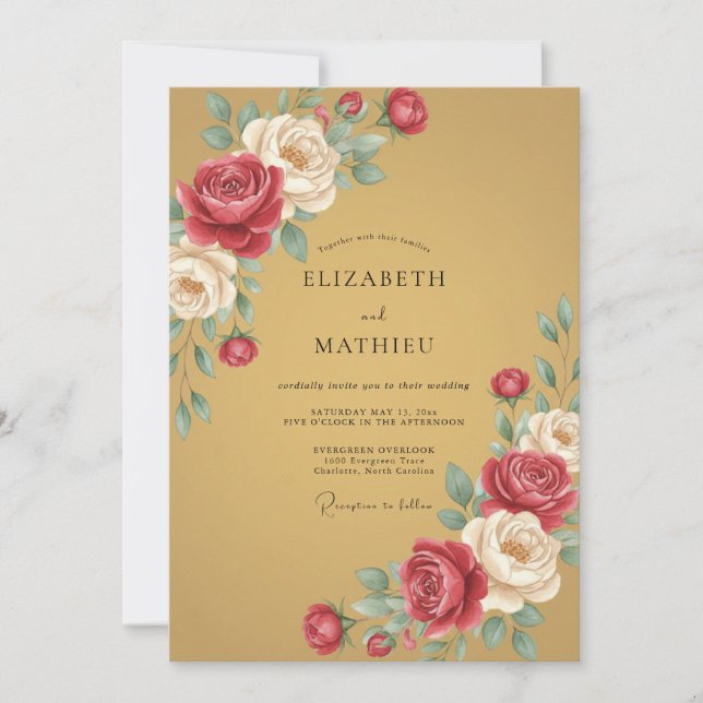 Gold Majestic Botanical Wedding Invitation (Front)